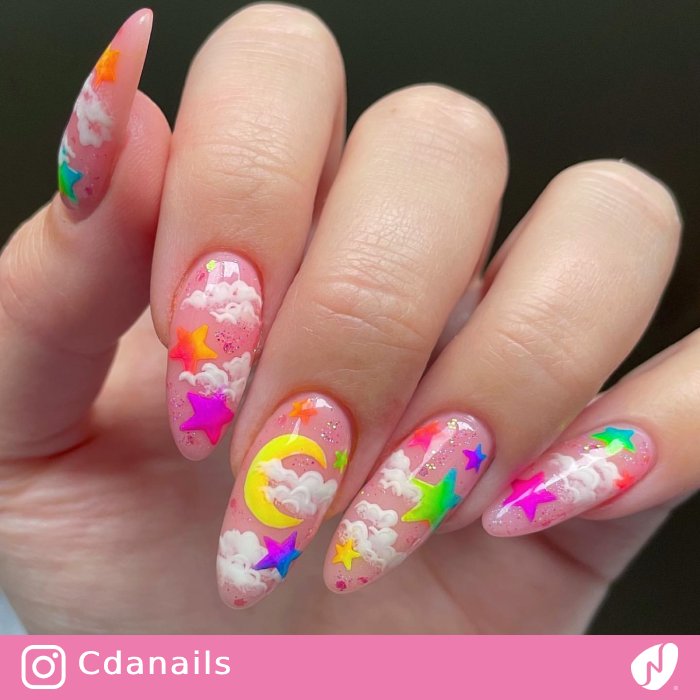 Neon Star Nails